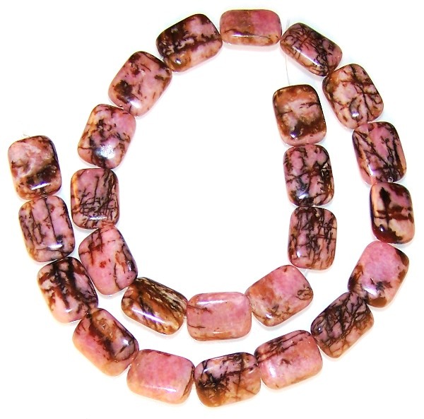 Rhodonite 12x16mm Semiprecious Puff Rectangle Gemstone Beads at www.BeadBuddies.net