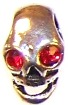 Skull Bead - 14x8mm - Red Crystal Eyes - Antique Silver-Plated Zinc Alloy Metal Bead
